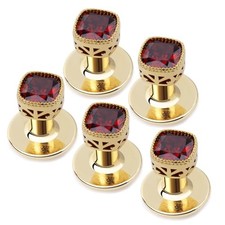 Crystal Tuxedo Studs for Mens Tuxedo Shirt,5 PCS Tuxedo Buttons red crystal