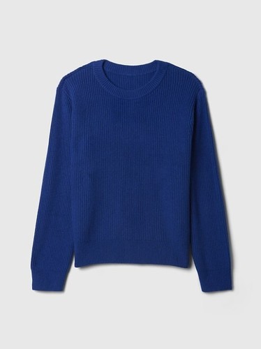 New Gap Kids Boys Sodalite Blue Ribbed Sweater 10 Long Sleeve Crew Neck Cotton - Picture 5 of 6