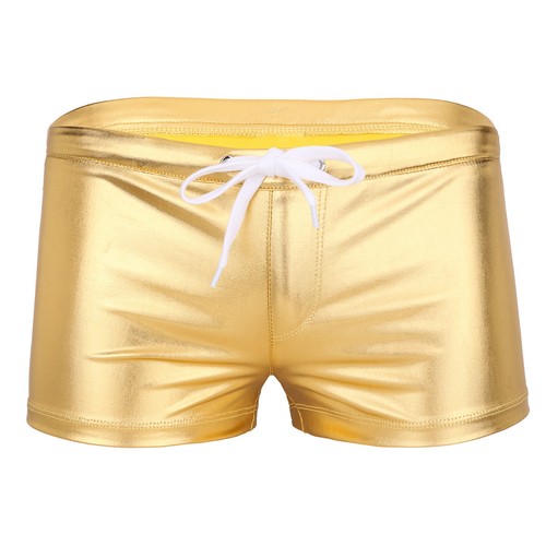 Men Shiny Boxer Brief Wetlook Bikini Shorts Trunks Drawstring Underwear Swimwear - Picture 21 of 26