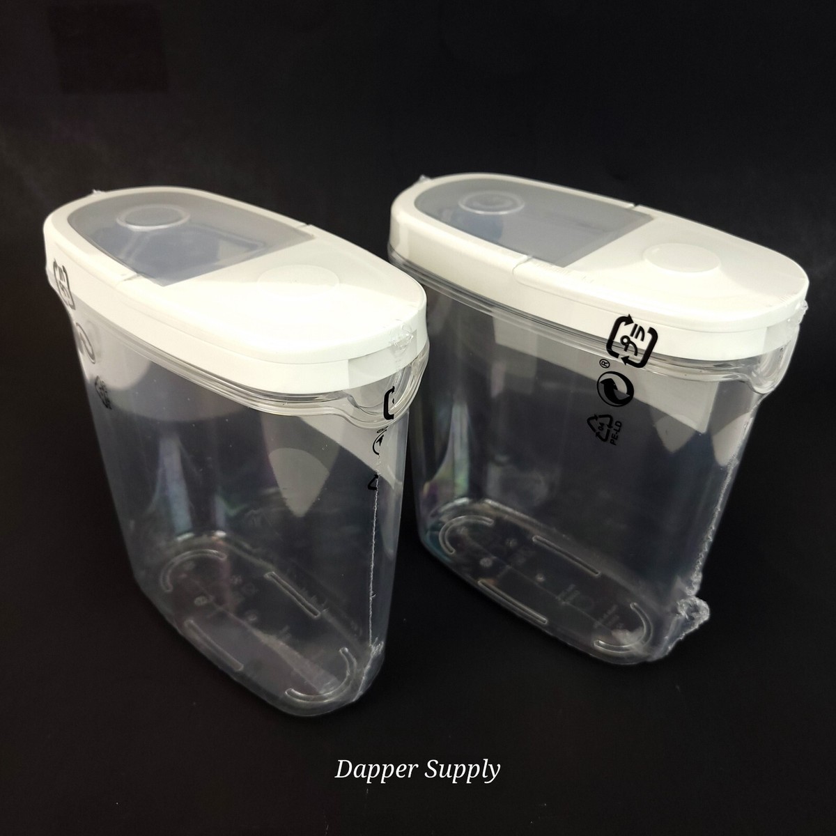 Lot of 2) IKEA 365+ Dry Food Jar with Lid Clear White Storage 44