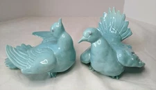 Vintage Set Of Kay Finch California Pottery Blue Love Birds Doves AS IS