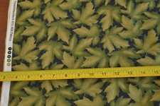 By 1/2 Yd, Green Leaves on Black Cotton, Thimbleberries/Autumn Harvest, M8563