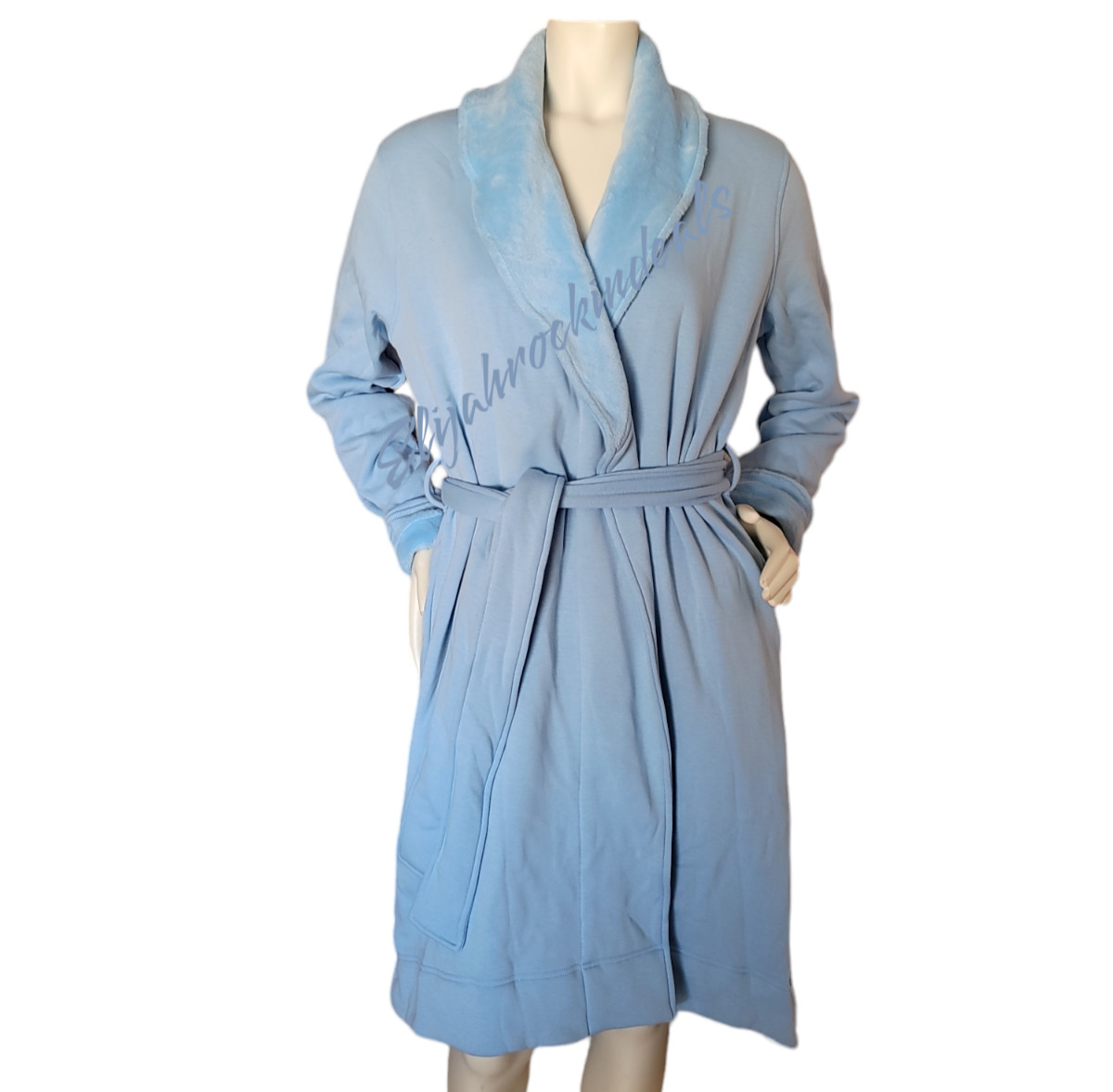 NEW WOMENS UGG DUFFIELD II HORIZON BLUE SHAWL COLLAR SOFT  ROBE - BATHROBE MED image 2