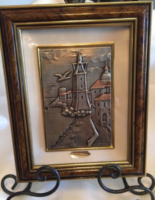 Italian Embossed Copper Art Scene Picture Of La Preziosa.