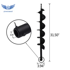 4" Earth Auger Drill Bits for Gas Powered Post Fence Hole Digger