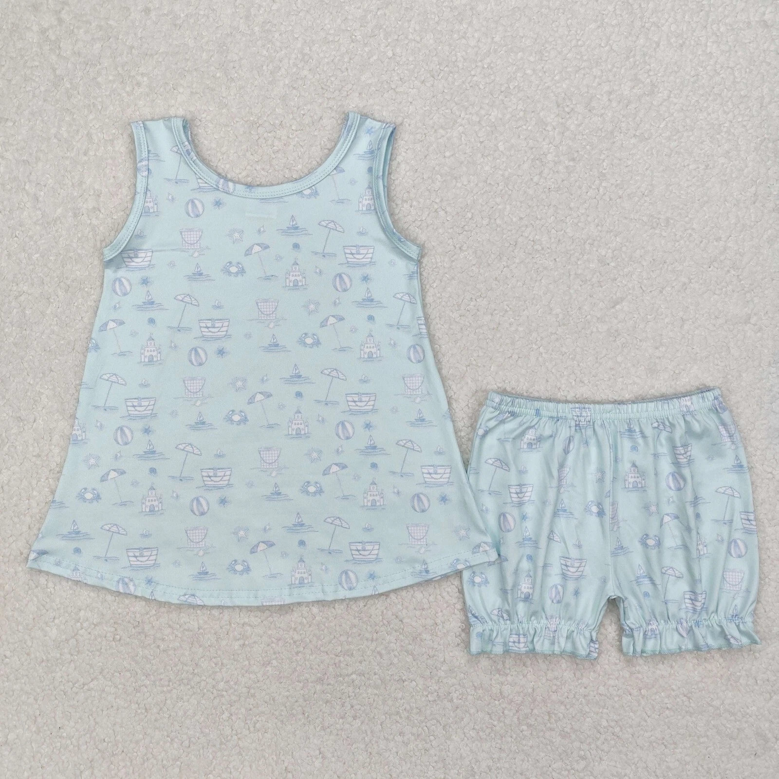 Toddler Girls Summer Play Set Beach Vacation Shorts Outfit