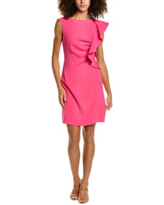 Marella Women's Size 10 Piave Ruffle Sheath Pink Dress $415