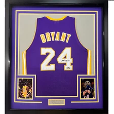 Framed Facsimile Autographed Kobe Bryant 33x42 Purple Reprint Laser Auto Jersey
