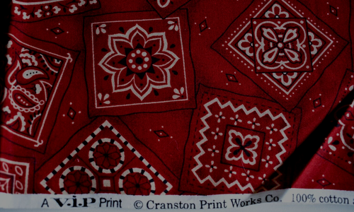 BANDANA PRINT ON DARK RED 100% COTTON FABRIC 26X44 + INCHES