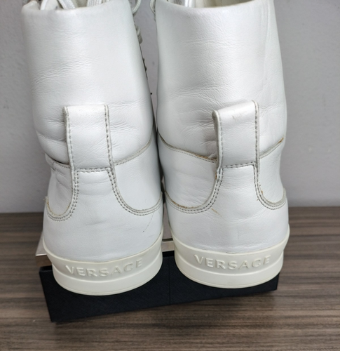 Versace LEATHER MEDUSA LOGO White High Top LACE -UP Sneakers MENS Eu SIZE 43 - Picture 14 of 18