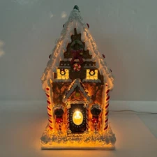 Vintage Cracker Barrel Christmas Homespun Light Up Candy Gingerbread House W Box