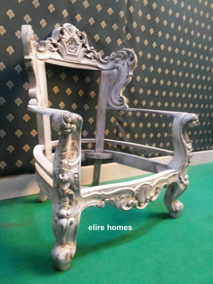 Distressed Shabby Chic Designer Mahogany French Armchair Sofa seat prop movie - Image 2 of 4