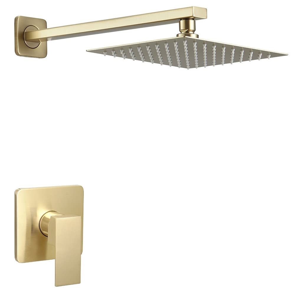 Brushed Gold Shower Faucet Set, Single Function Shower Trim Kit with Rough-in...