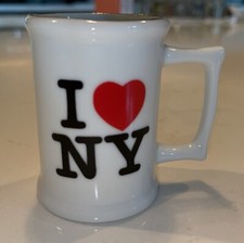 I LOVE NEW YORK Shot Glass Coffee Mug Style Gold Rim I New York City