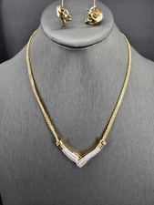 BR SUN Rhinestone & Gold Plated Necklace Earring Set