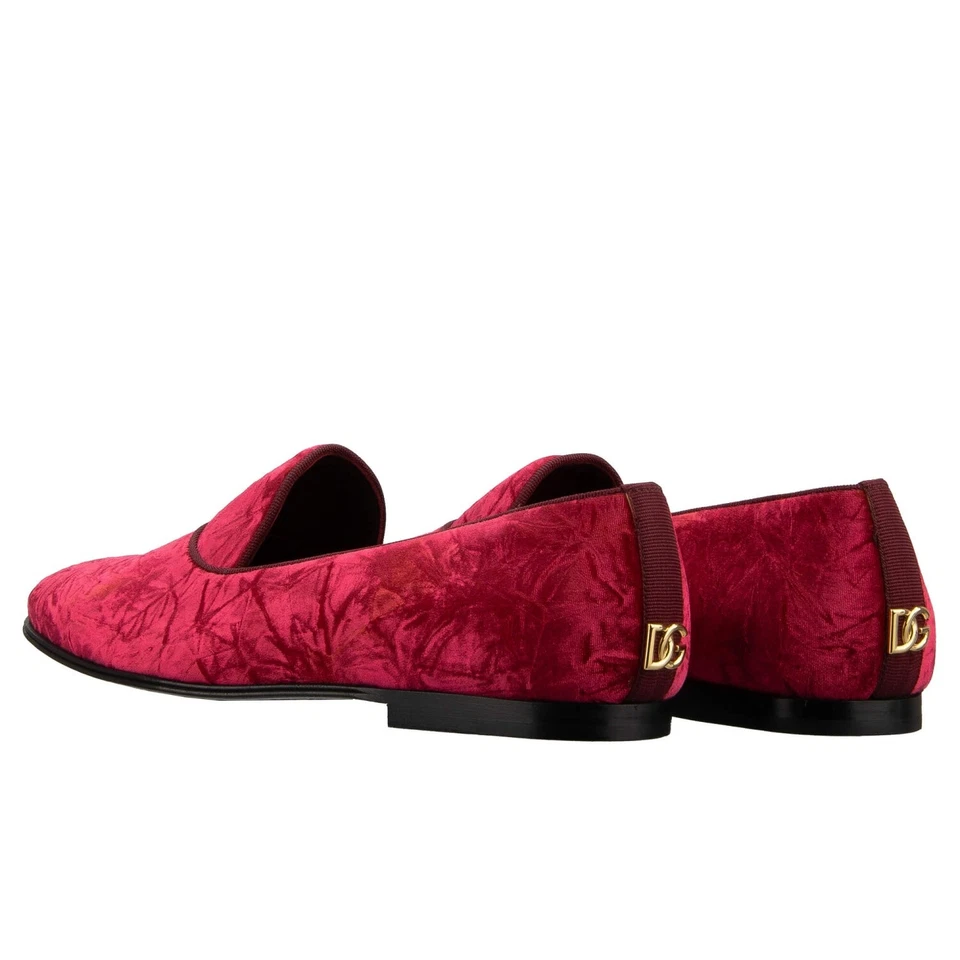 Mocassins Mocassim DOLCE & GABBANA DG Logotipo Dourado Sapatos de Veludo Rosa 44 Reino Unido 10 EUA 11 - Imagem 2 de 4