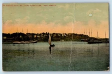 Portland Maine Postcard Fort Allen Park Harbor Exterior View Boat 1910 Vintage