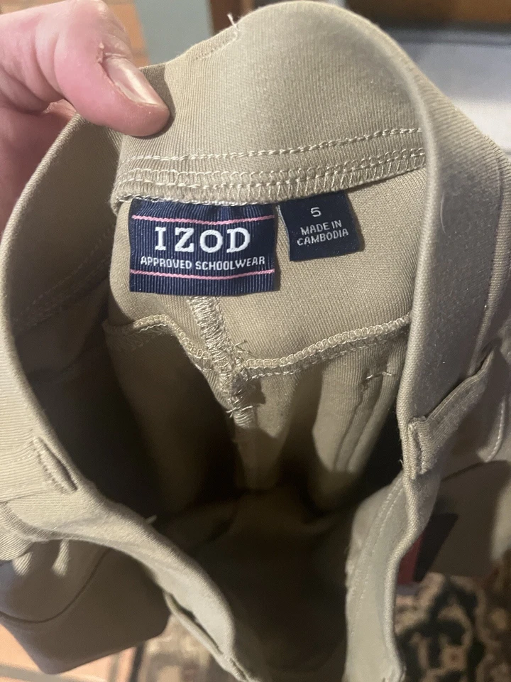 Pantalones Izod Uniforme Caqui Para Mujer Talla 5 Pierna Recta Ligeros Nuevos Leggings Foto 3 de 4