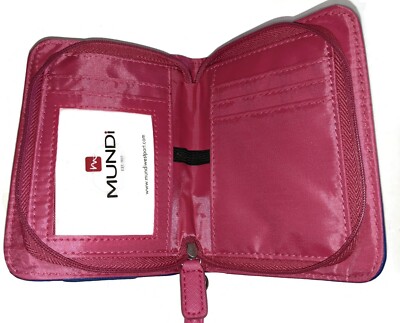 Mundi Wristlet Wallet, Navy Hot Pink