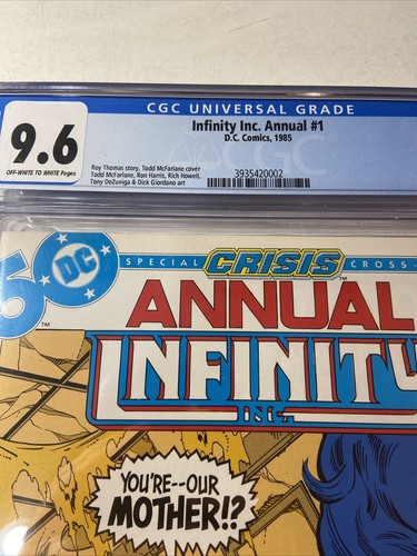 INFINITY INC ANNUAL #1 MT 9.6 CGC MCFARLANE COVER THOMAS STORY GIORD - Picture 6 of 9