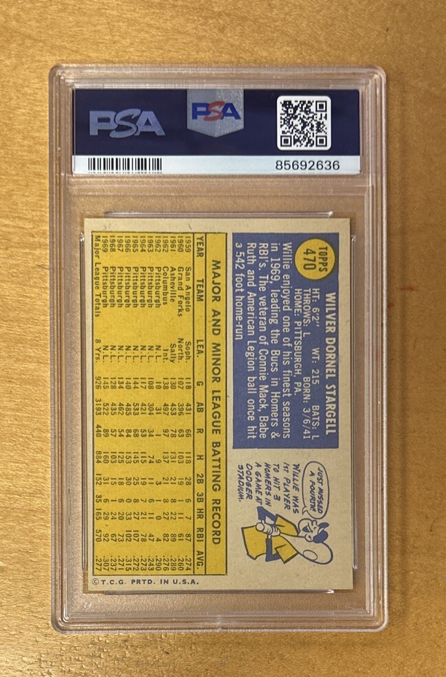 1970 Topps Baseball Willie Stargell Pittsburgh Pirates Card #470