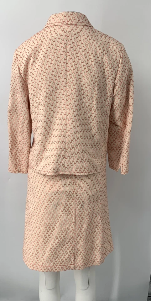 Weekend Max Mara Marfil Rosa Mezcla Algodón Estampado Geométrico Falda Traje Talla 8/12 Foto 3 de 4