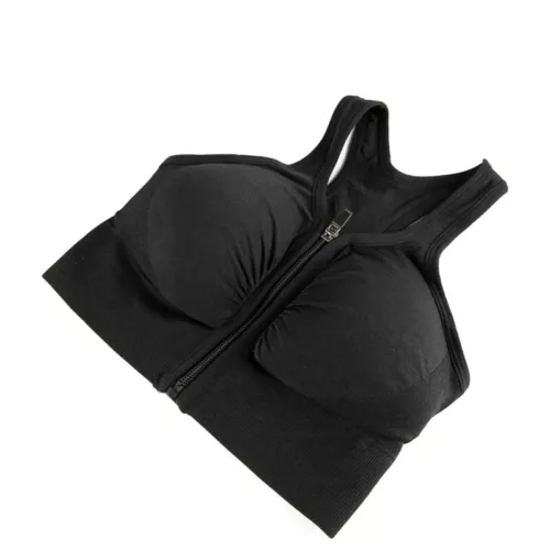 Damen Frontreißverschluss Sport Tank BH bequem & hautfreundlich Racerback Alltag - Bild 11 von 43