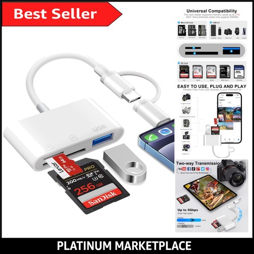 Compact USB 3.0 Card Reader for iPhone, iPad & Android - Plug & Play Convenience - 第 1/10 張圖片