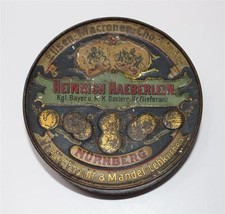 antiker Blechdeckel f&uuml;r Blechdose Heinrich Haeberlein Nurnberg ca. 1910  #F883