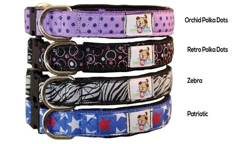 CUTENFUZZY Adjustable Padded Nylon Dog Collar Fun Overlay Patterns 4 Styles - Picture 7 of 7