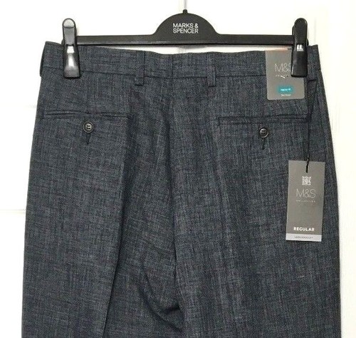 M\u0026S Mens Trousers Grey W30/L33 Reg Fit 
