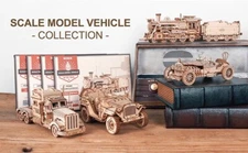 Wood Vehicle Train 3D Puzzle Car Toy Locomotive Model Children Kid Birthday Gift