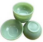 New Listing5 Vintage FIRE-KING JADEITE Chili Soup 5" Bowls Green Glass Oven Ware USA