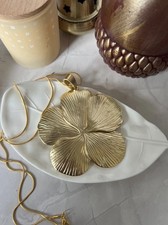 Gold large Flower Statement Pendant Necklace