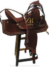 Barrel Racing Handmade Western Horse Saddle Tooled Leather Trail Tack Equestrian
