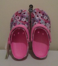 Baya Graphic Croc Party Pink M7/W9 Pink Floral Clog - New In Package