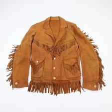 Vtg 70s Soft Leather Fringe Jacket Womens Small Beige Western Boho Vintage