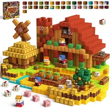 idoot 100PCS Magnetic Blocks Farm Animal Toys, STEM Sensory Building Gifts fo...