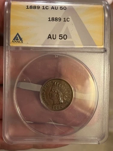 1889 Indian cent  Almost uncirculated AU50 .