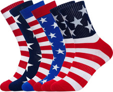 3 Pairs American Flag Socks Men Women USA Patriotic Stars Stripes Gift Set