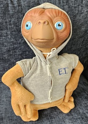 Vintage ET Extra Terrestrial Alien 11  Plush Toy with Rubber Face and Hoodie 