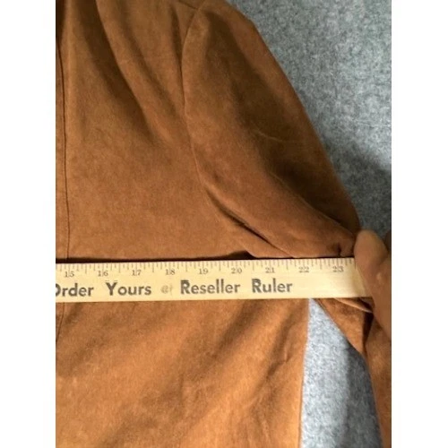 Chaqueta Blazer Dressbarn Mujer XL Marrón Volantes Borde BOHO Retro Regencia Foto 3 de 4