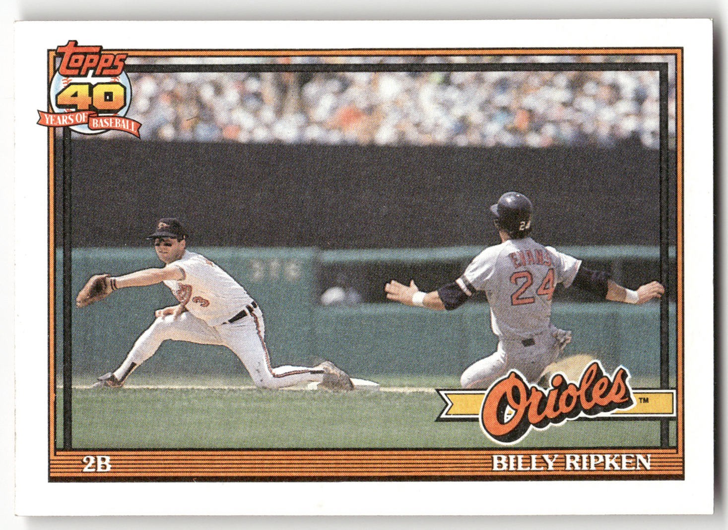 1991 Topps #677 Billy Ripken : A*B* on copyright line Baltimore Orioles