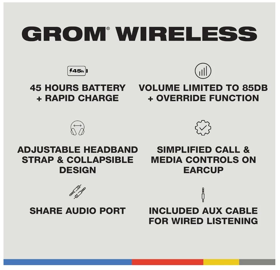 Skullcandy Grom Auriculares Bluetooth Over-Ear, Inalámbricos, Volumen... - Imagen 4 de 4