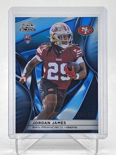 JORDAN JAMES 2025 TOPPS CHROME BLACK ROOKIE BLUE REFRACTOR /150 #144 49ERS Q7485