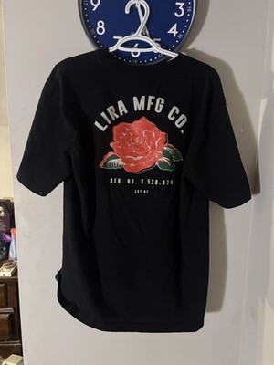 Lira MFG Co. Red Rose Black T Shirt Men s Size M