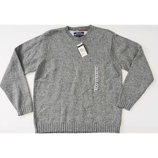 Tommy Hilfiger Men Sweater Gray Textured Crew Neck Long Sleeve Cotton Size M NWT