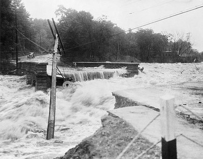 Waterville MA Floods due to a hurricane make transportation imposs- Old Photo