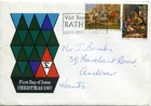1967 XMAS 2v GREAT BRITAIN QE2 FDC " VISIT ROMAN BATH" SLOGAN PMK HAND ADDRESS