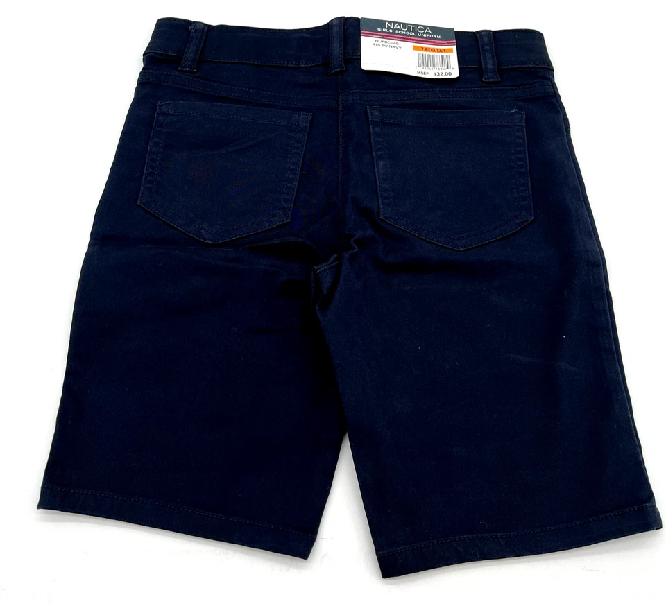 Nautical Big Girls Uniform 5 Pocket Stretch Sateen Skinny Bermuda Shorts 7 Reg - Image 4 of 4
